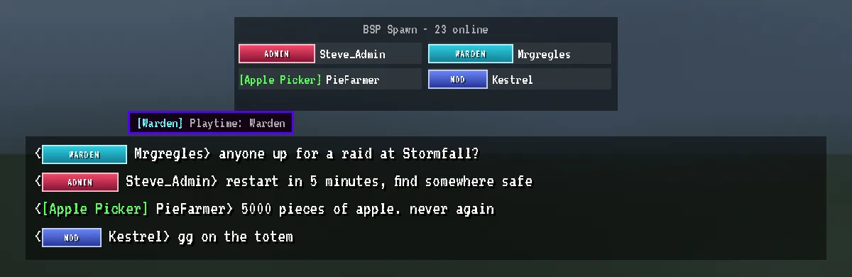 Rank titles in chat and the tab list